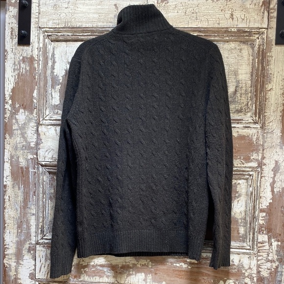 J. Crew Olive Green Zip Up Cable Knit Sweater, Size M - Picture 2 of 7